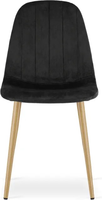 Set troch jedálenských stoličiek PADVA zamatové čierne / hnedé nohy (3 ks)