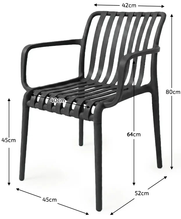 Plastová stolička TREGO s opierkami, antracitová