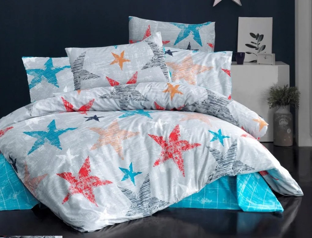 Brotex Predĺžené obliečky bavlna 140x220, 70x90 Color stars zips