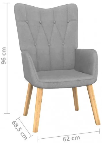 vidaXL Relaxačná stolička s podnožkou 62x68,5x96cm svetlosivá látková-