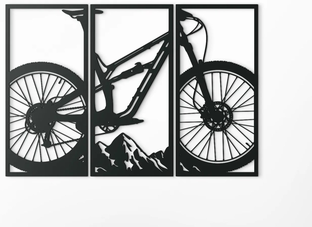 drevko 3-dielny obraz Bicykel Rozmer obrazu: 44 x 65,5 cm, Farba dekorácie: Čierna