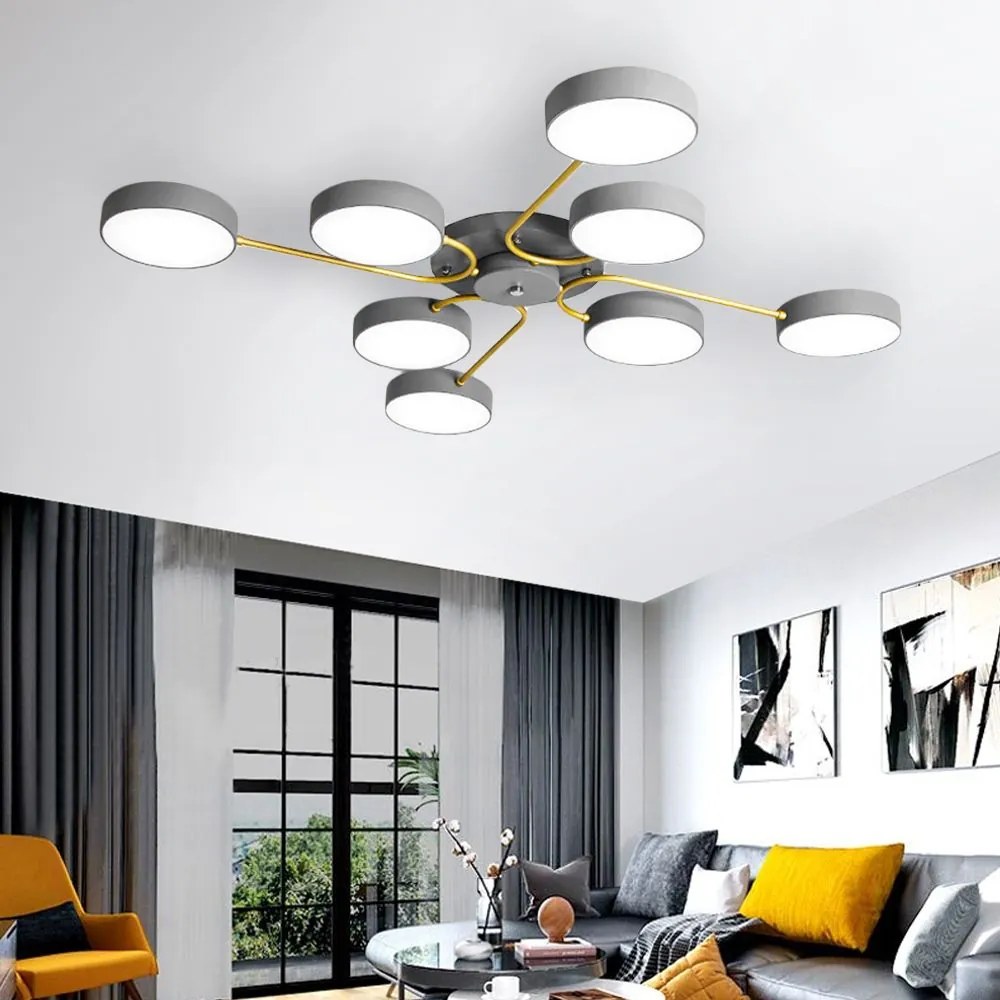 Toolight Toolight, LED stropné svietidlo 8x12W APP532-8C, šedá, OSW-08474