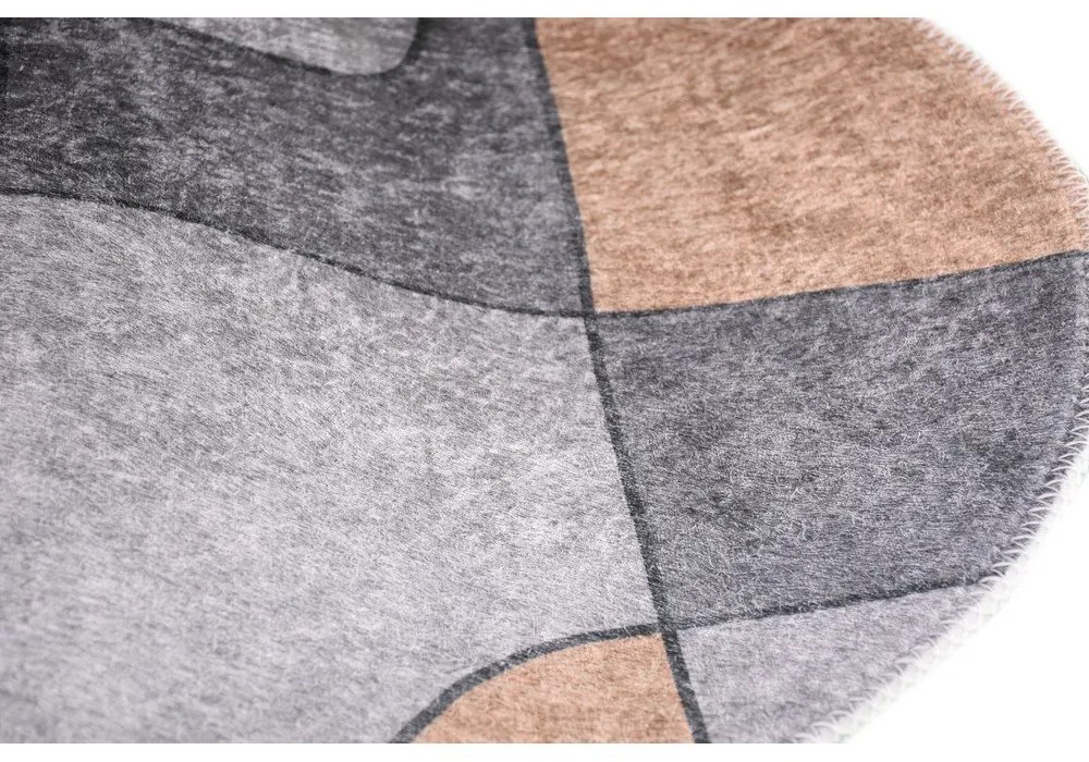 Sivý umývateľný okrúhly koberec ø 120 cm Yuvarlak – Vitaus