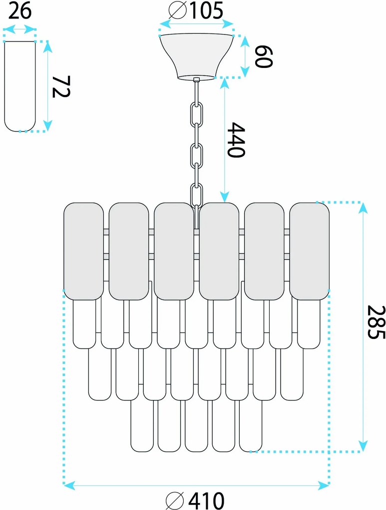 Toolight Toolight, krištáľová závesná lampa Ø40 cm, 5×E14, SWE099-CP, zlatá lesklá, OSW-30222