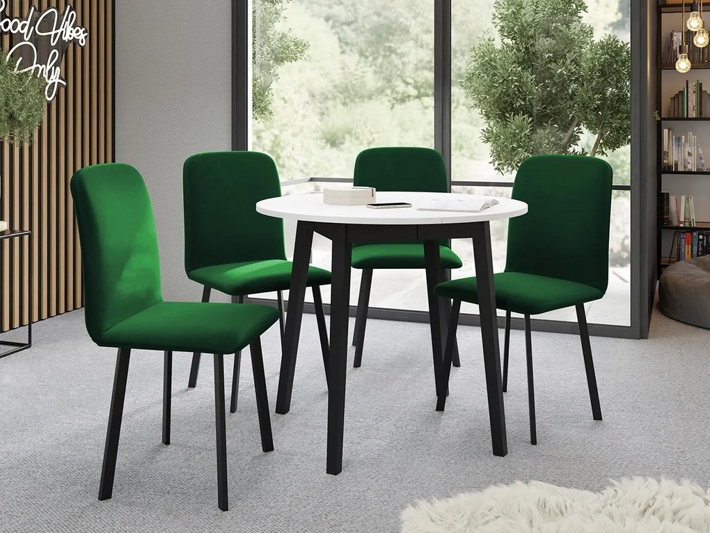 Jedálensky set Kirtore S 90 so 4 stoličkami Lekoz, Farby:: Amor Velvet 4321, Farby:: sivý mramor / čierna