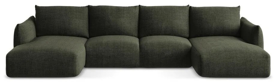 Zelená rozkladacia rohová pohovka (do tvaru "U") Leila – Makamii