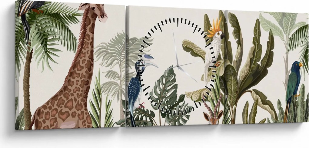 Obraz - Obyvatelia Afriky (s hodinami) (90x30 cm)