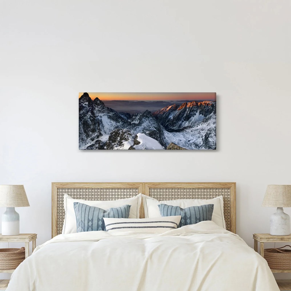 Obraz - Východ slnka v horách (120x50 cm)