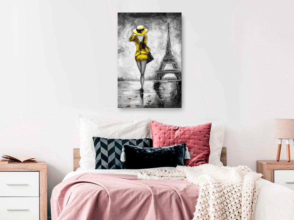 Artgeist Obraz - Parisian Woman (1 Part) Vertical Yellow Veľkosť: 60x90, Verzia: Premium Print