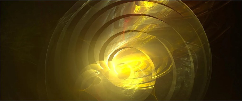 Obraz žltej abstraktnej špirály (120x50 cm)