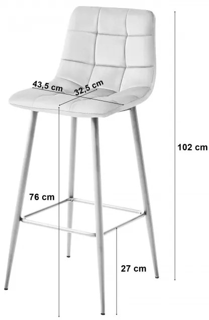 Set štyroch barových stoličiek ARCETO zamatové béžové (zlaté nohy) 4 ks