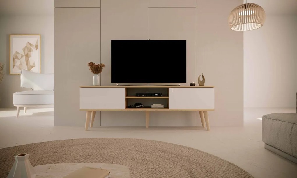 TV stolík TORONTO 160 cm dub artisan/biely