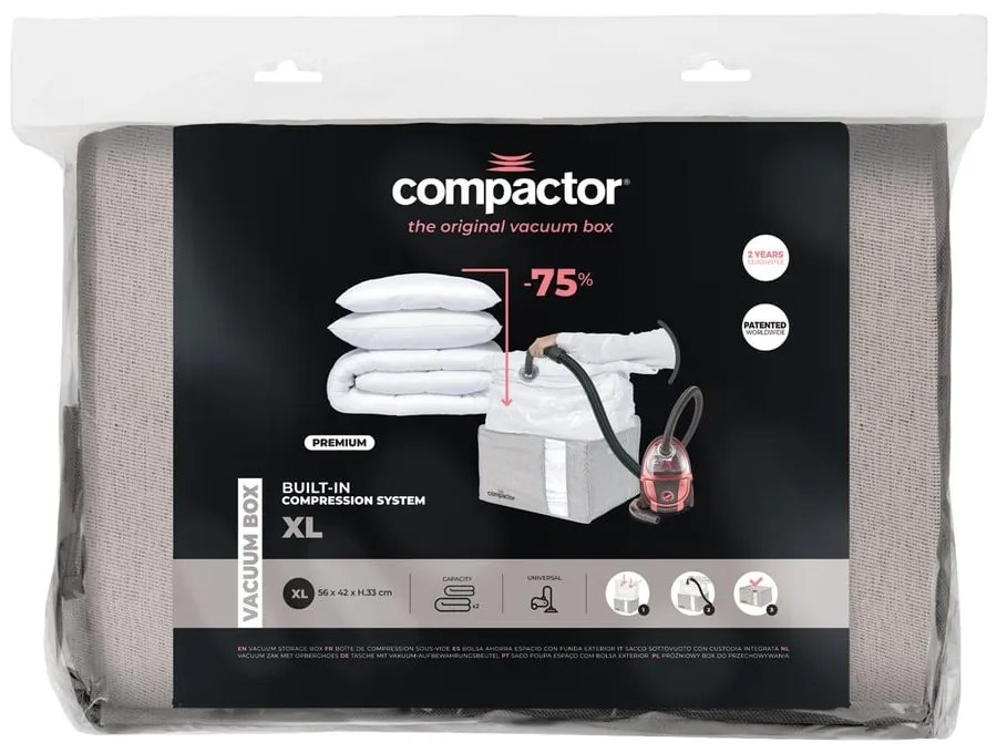 Sivý kompresný úložný box Compactor Oxford, 210 l
