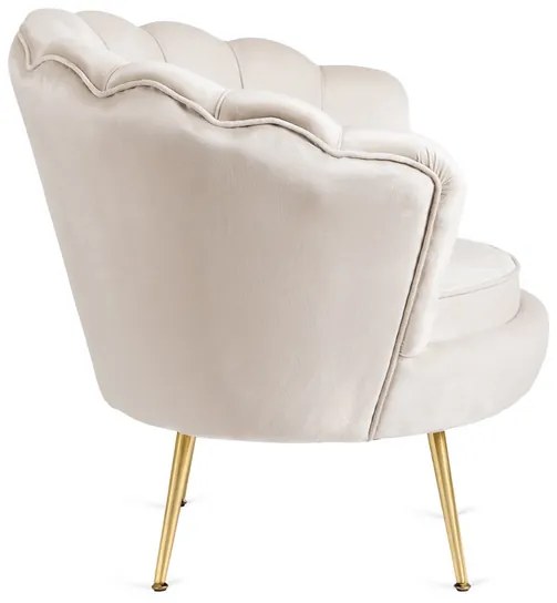 Kreslo LOREN s podnožkou, krémové, z velúru