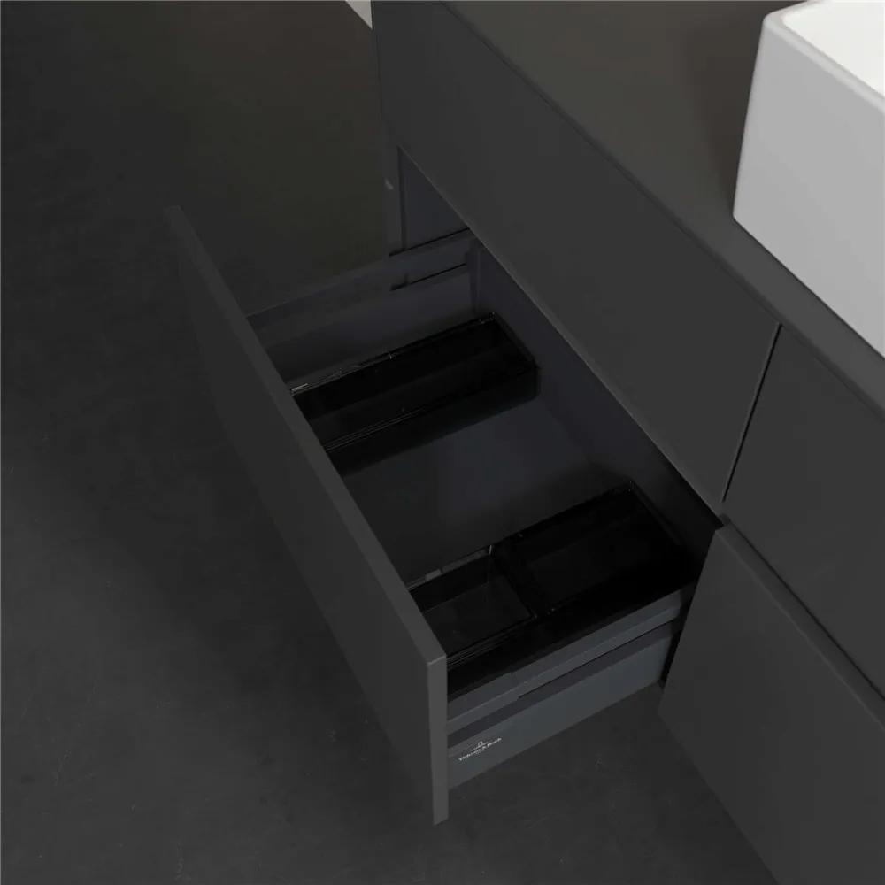 VILLEROY &amp; BOCH Collaro závesná skrinka pod umývadlo na dosku (umývadlo vpravo), 4 zásuvky, 1200 x 500 x 548 mm, Glossy Grey, C13000FP