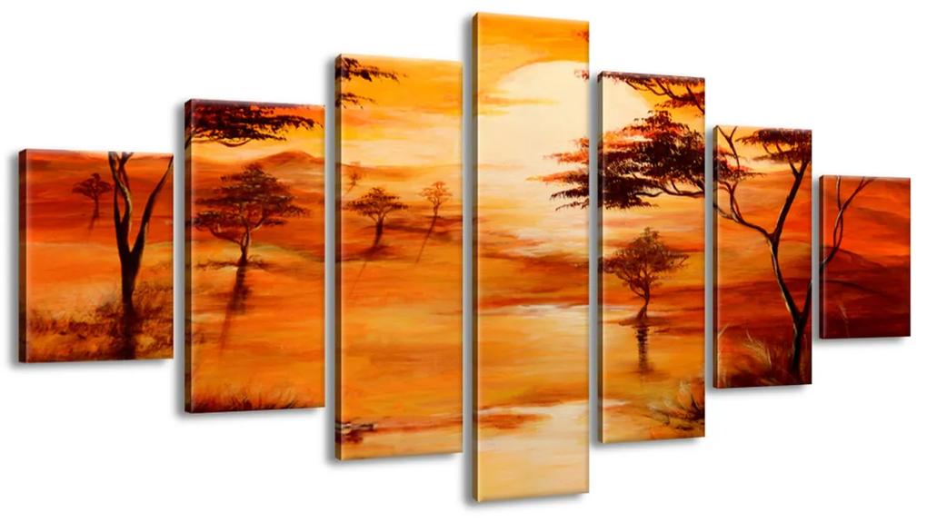 Gario Ručne maľovaný obraz Západ slnka - 7 dielny Rozmery: 210 x 100 cm