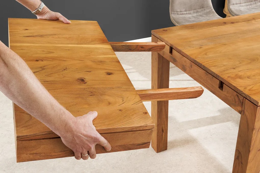Rozkladací jedálenský stôl 120‑200 cm akáciové medové prírodné drevo