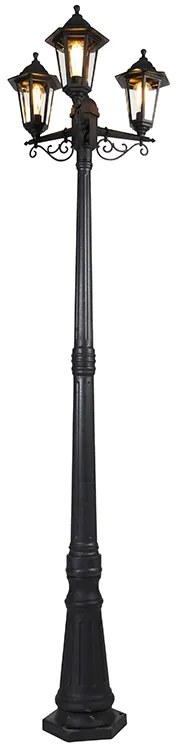 Klasická vonkajšia lampa čierny 3-svetlo IP44 - New Haven