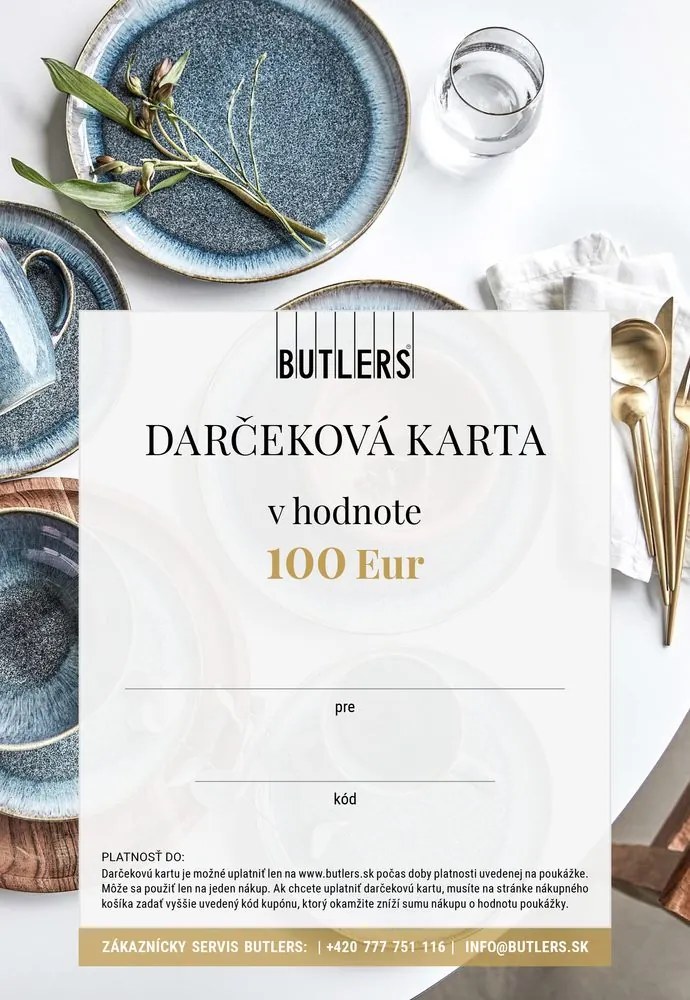 GIFT CARD Elektronický darčekový poukaz BUTLERS 100 EUR