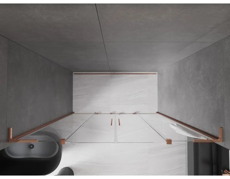 Mexen Velar L Duo, posuvné sprchové dvere do otvoru 200 cm, 8mm číre sklo, ružové zlato, 871-200-003-02-60