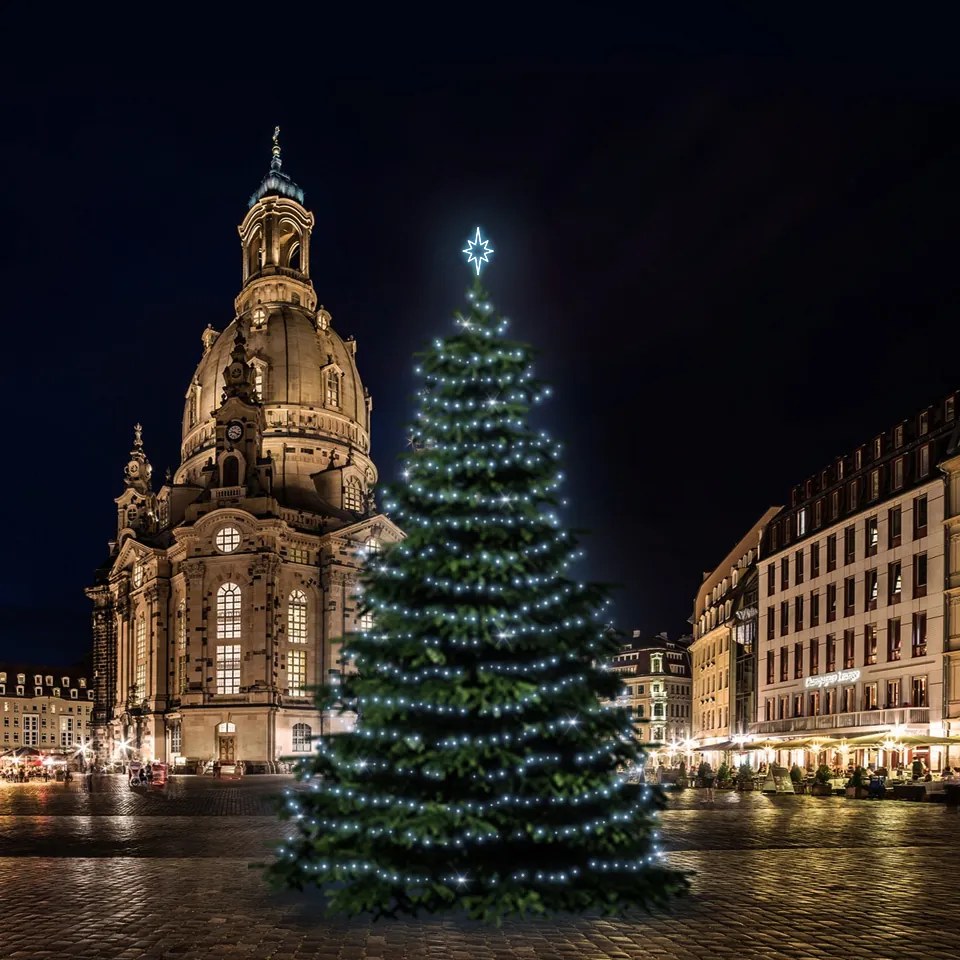 DECOLED LED světelná sada na vánoční stromy vysoké 15-17 m, ledová bílá