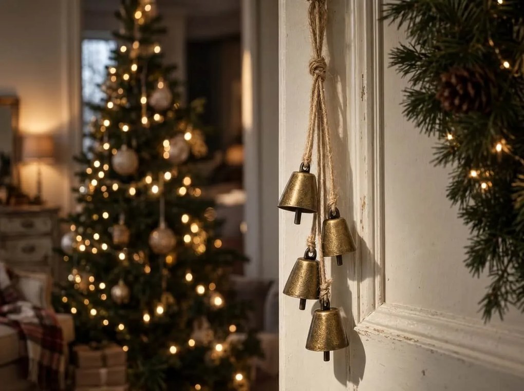 Vianočná závesná dekorácia GOLDEN BELLS 35 cm, zlatá