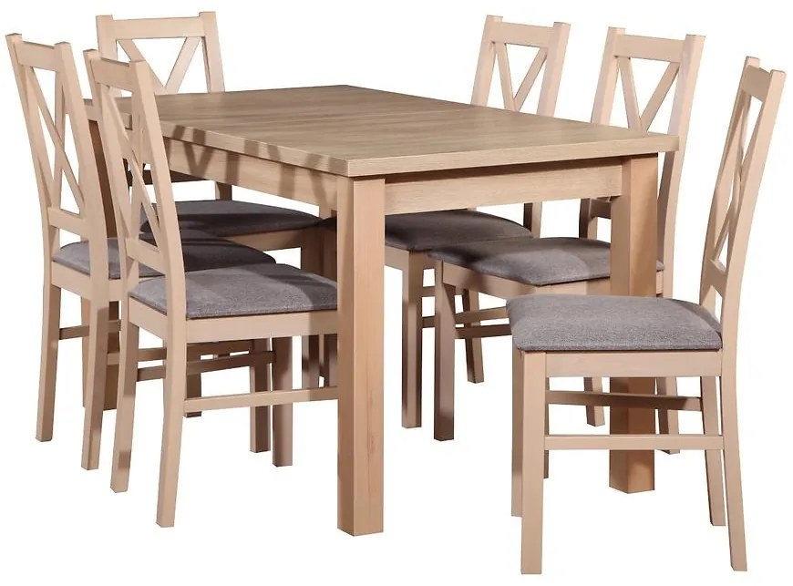 Jedálenská zostava Erazm 1+6 st28 140x80+40 +W113 sonoma