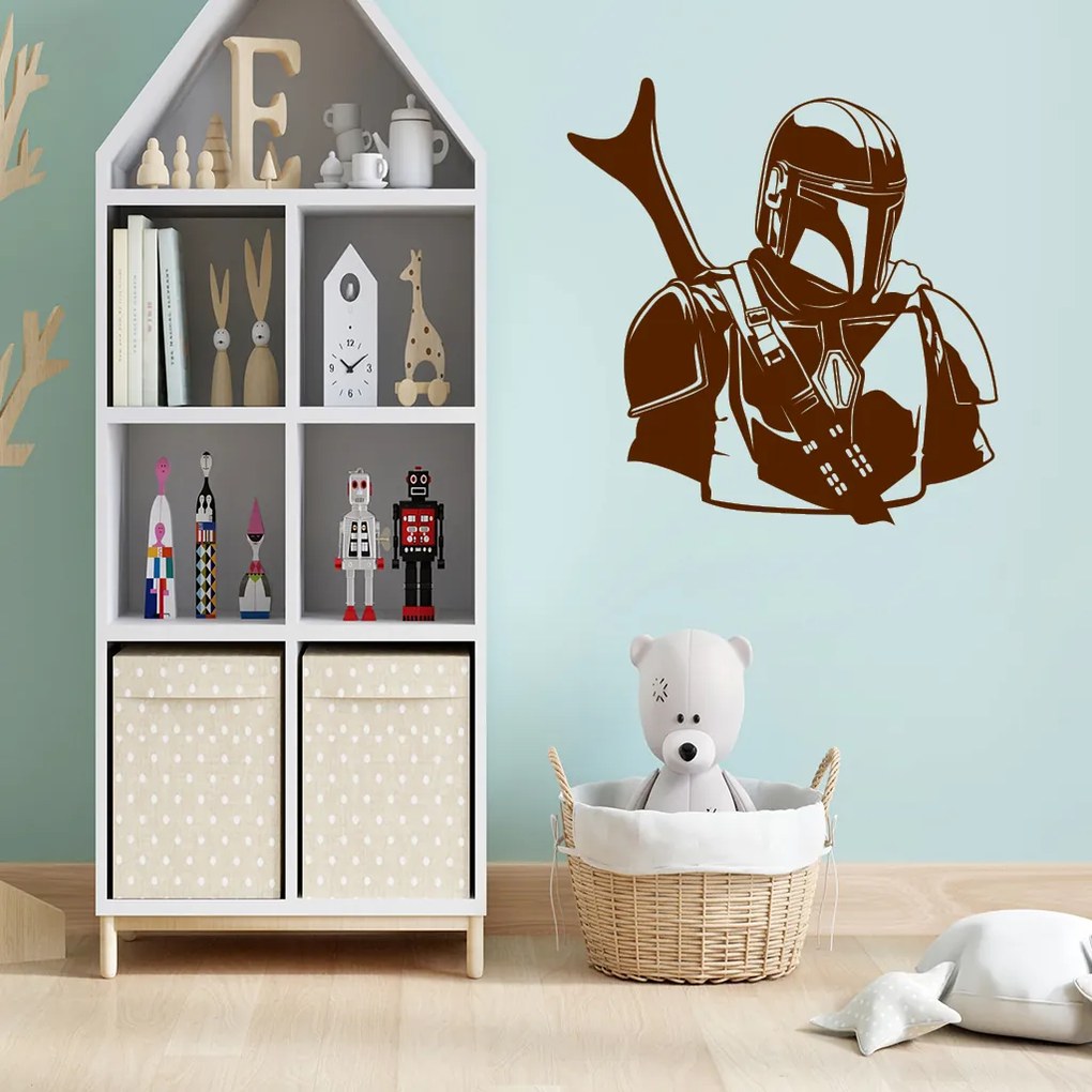 Veselá Stena Samolepka Mandalorian Star Wars Farba: žlutá, Veľkosť: 100 x 96 cm