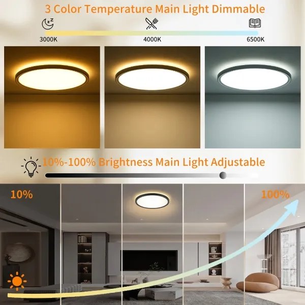 Brilagi - stmievateľné LED svietidlo ULTRA SLIM LED/18W/230V pr. 30 cm čierne + diaľkové ovládanie