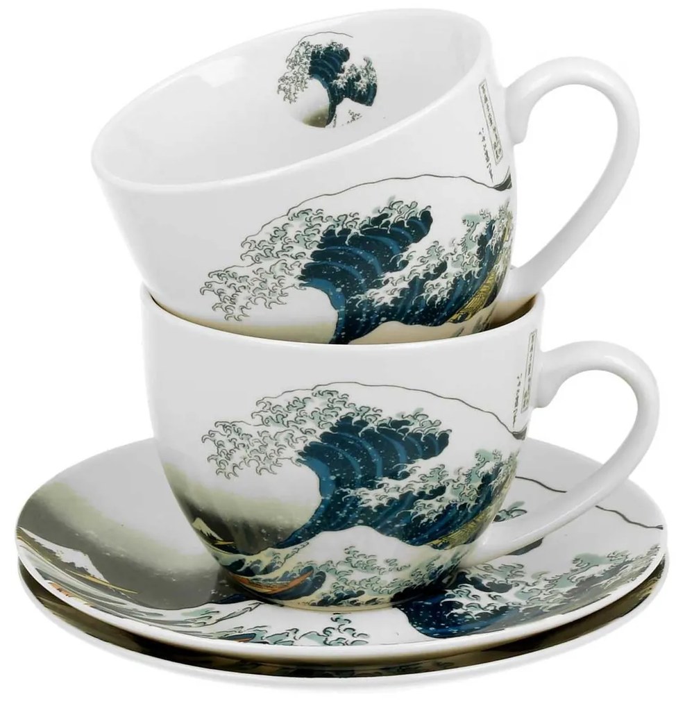 Porcelánová šálka s podšálkou Hokusai The Great Wave 250 ml sada 2ks