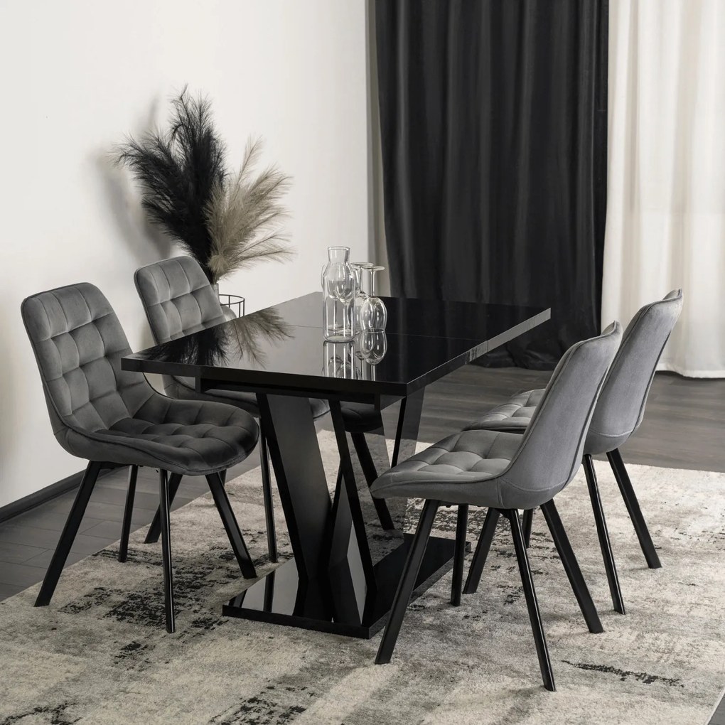 JAKS Jedálenský stôl Clark 120 cm black gloss glamour