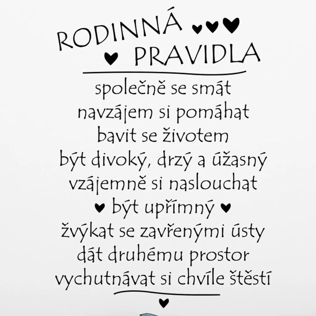 Veselá Stena Samolepka Pravidla rodiny Farba: béžová, Veľkosť: 80 x 57 cm