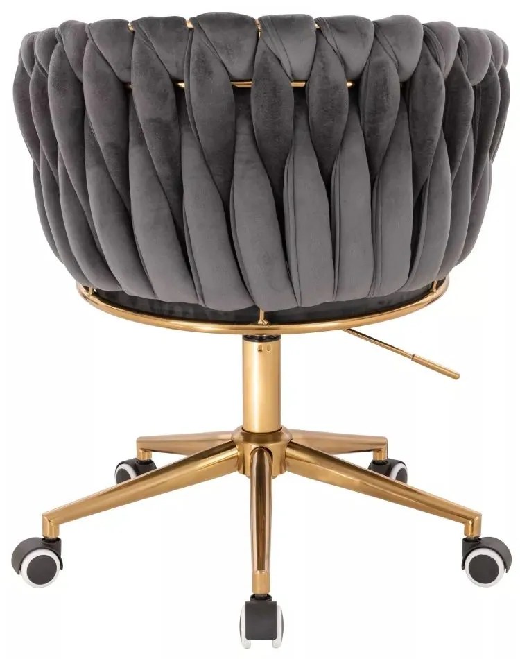 LuxuryForm DESIGN Kreslo NORDEN VELUR na zlatej podstave s kolieskami - tmavo šedé