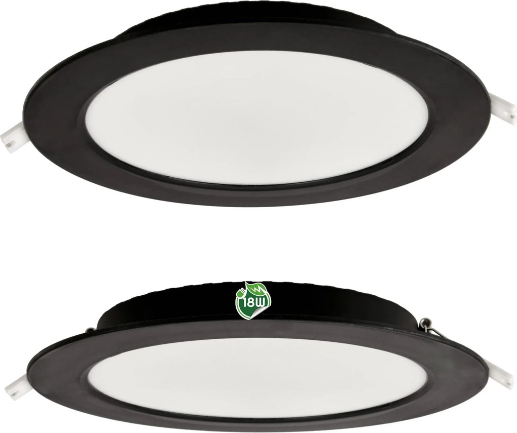 BERGE Okrúhly LED panel zapustený - čierny - 18W - PC - neutrálna biela