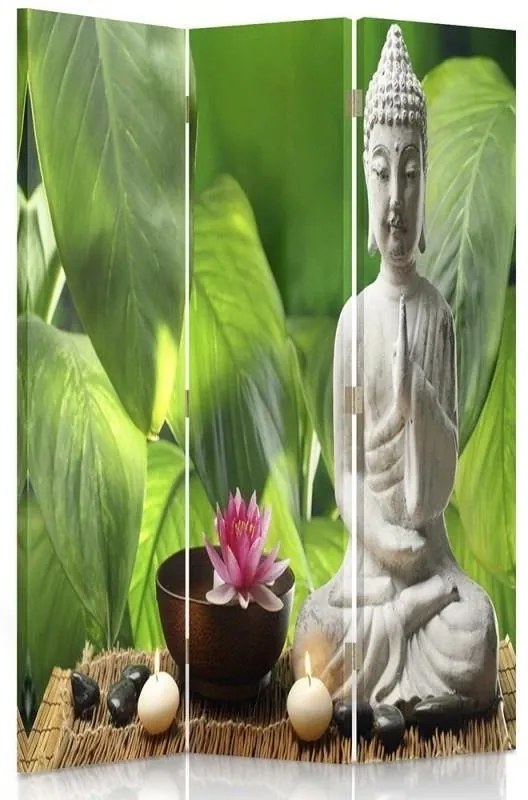 Ozdobný paraván Květiny Buddhových listů - 110x170 cm, trojdielny, klasický paraván