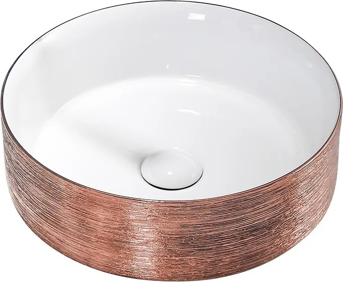 BPS-koupelny Keramické umývadlo na dosku HYD-LA-P-GL-360 36x36 cm, biele/ružové zlato