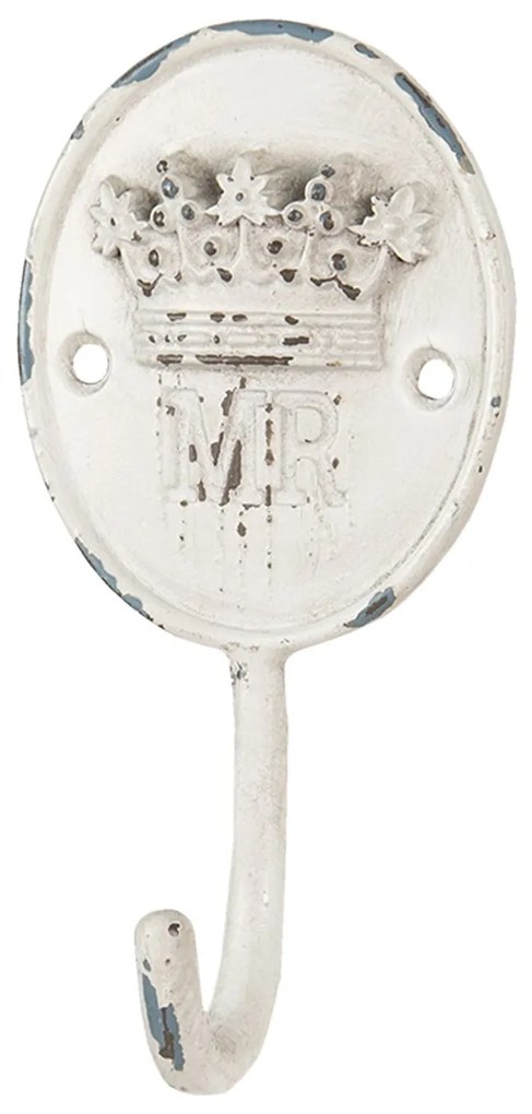 Kovový biely háčik s patinou Mr - 6 * 4 * 12 cm