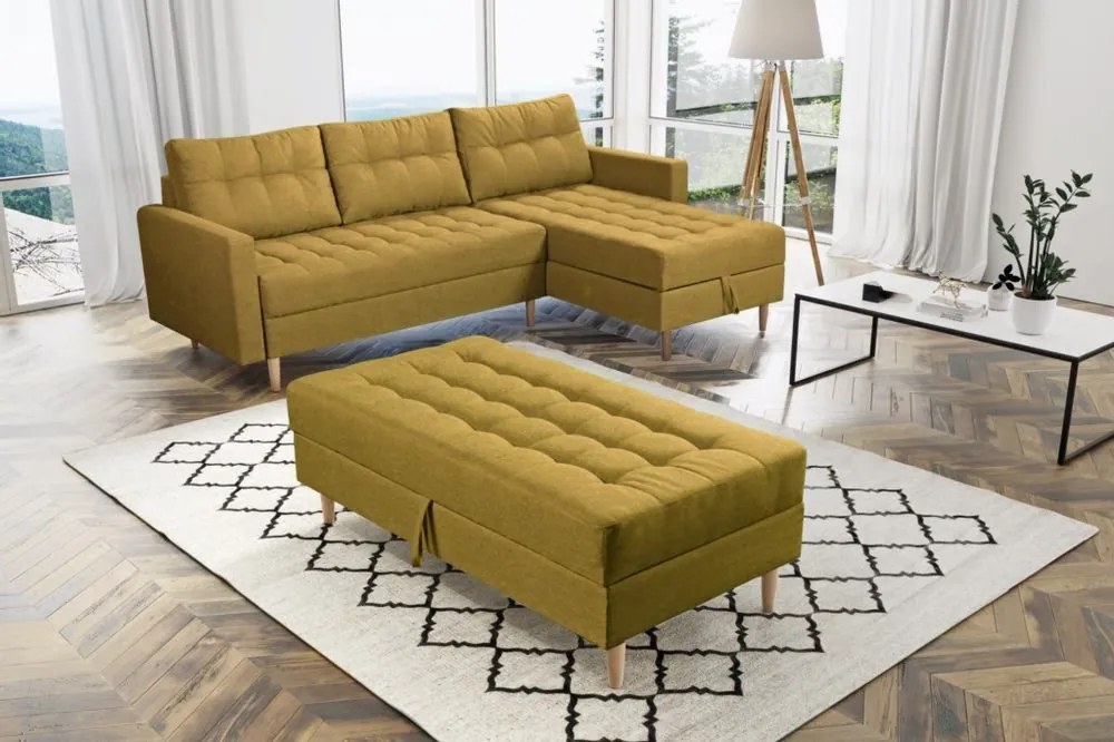 Furniture Sobczak Rohová sedacia súprava Pires s taburetom - Růžová