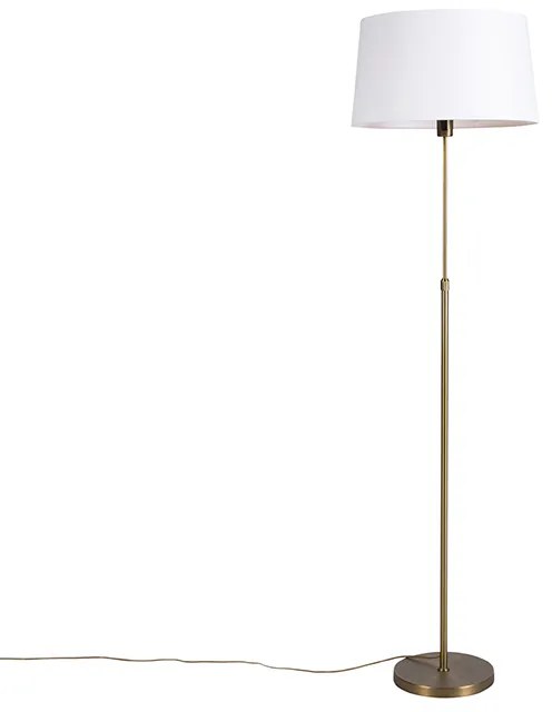 Stojaca lampa bronzová s ľanovým tienidlom bielym 45 cm nastaviteľná - Parte