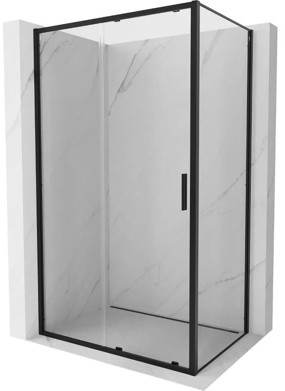 Mexen Exo, sprchovací kút s posuvnými dverami 110 x 85 cm, 6mm číre sklo, čierny profil, 8151-110-085-70-00