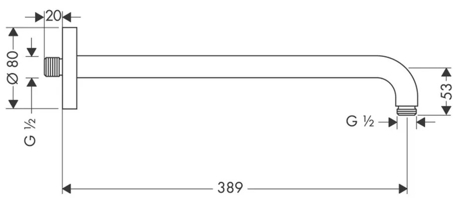 Hansgrohe Aktiva, sprchové rameno 389 mm, matná čierna, HAN-27413670