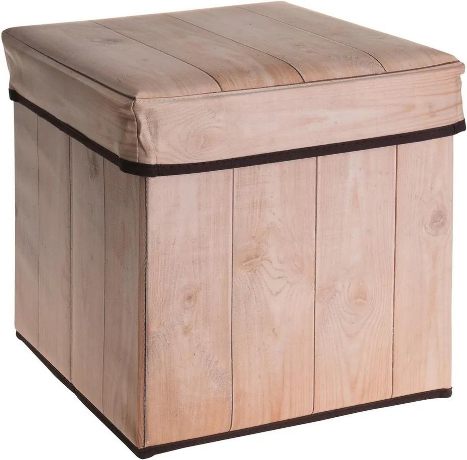 Úložný sedací box Wooden Birch, 30 x 30 x 30 cm