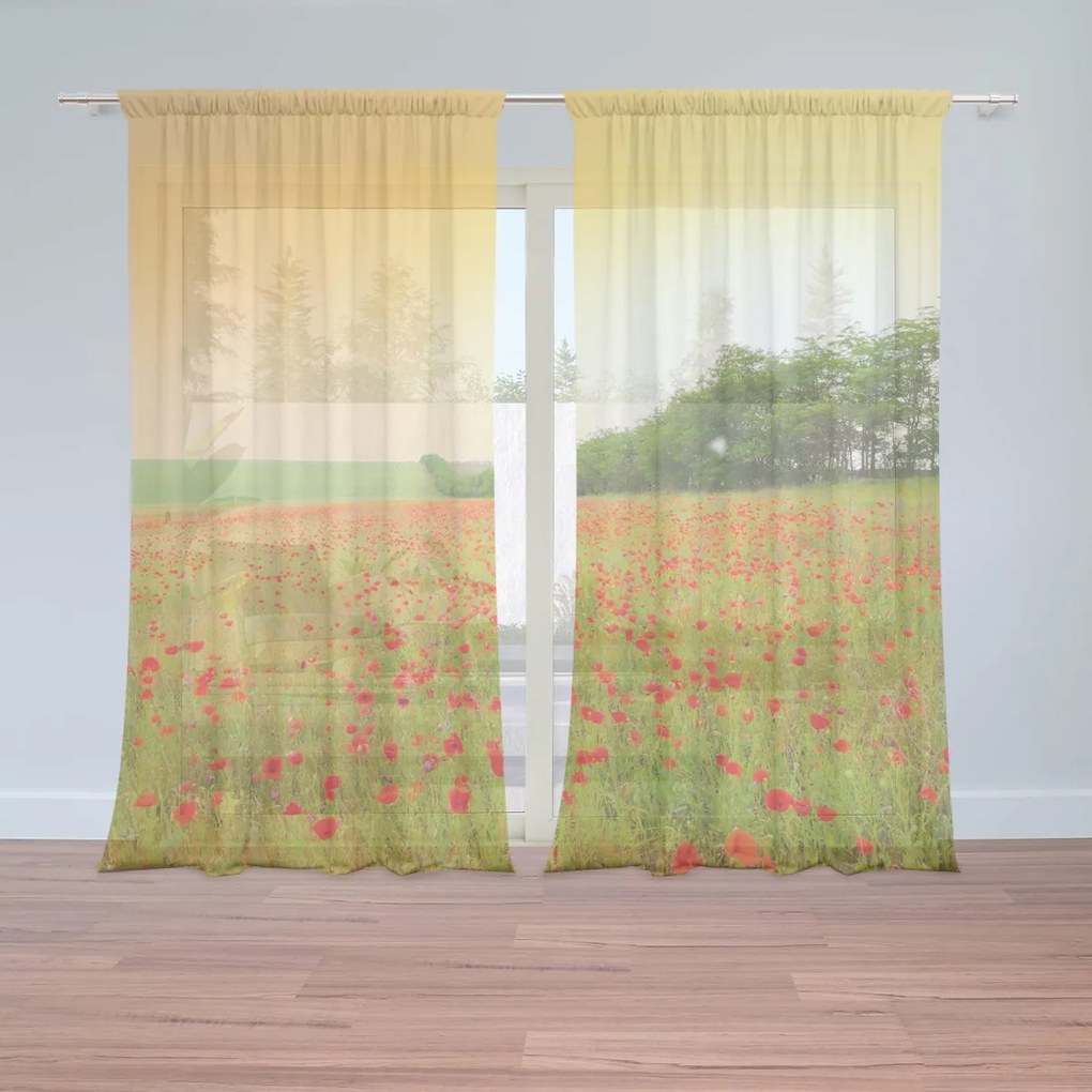 Sablio Záclony Pole vlčieho maku: 2ks 150x250cm