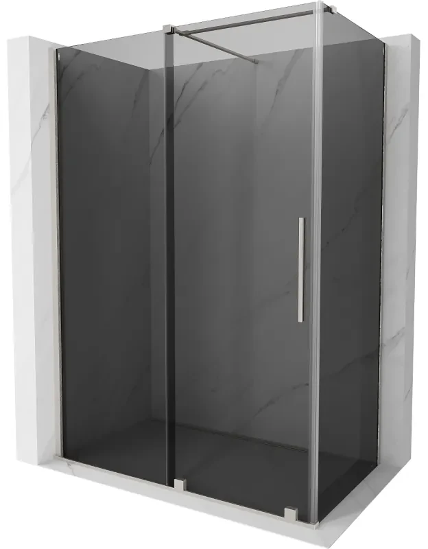 Mexen Velar, sprchový kút s posuvnými dverami 150 x 75 cm, 8mm šedé sklo, brúsená oceľ, 871-150-075-41-97