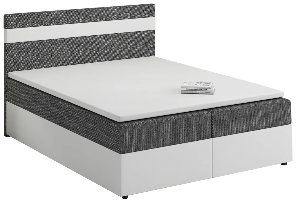 Manželská posteľ Boxspring 160x200 cm Mimosa Comfort (melírovaná sivá + biela) (s roštom a matracom). Vlastná spoľahlivá doprava až k Vám domov. 1056233