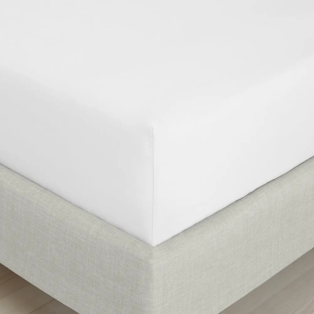 Biela napínacia plachta z bavlneného perkálu 90x190 cm Cotton Percale – Bianca