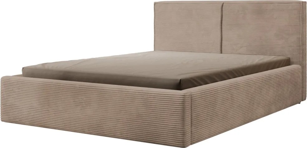 Posteľ Inez 180x200 cm, svetlo hnedá štrukturovaná látka