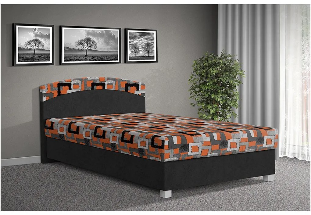 Nabytekmorava Čalúnená posteľ s úložným priestorom Aurelie 140x200cm čalúnenie: Šedá / Mega 023 oranžová