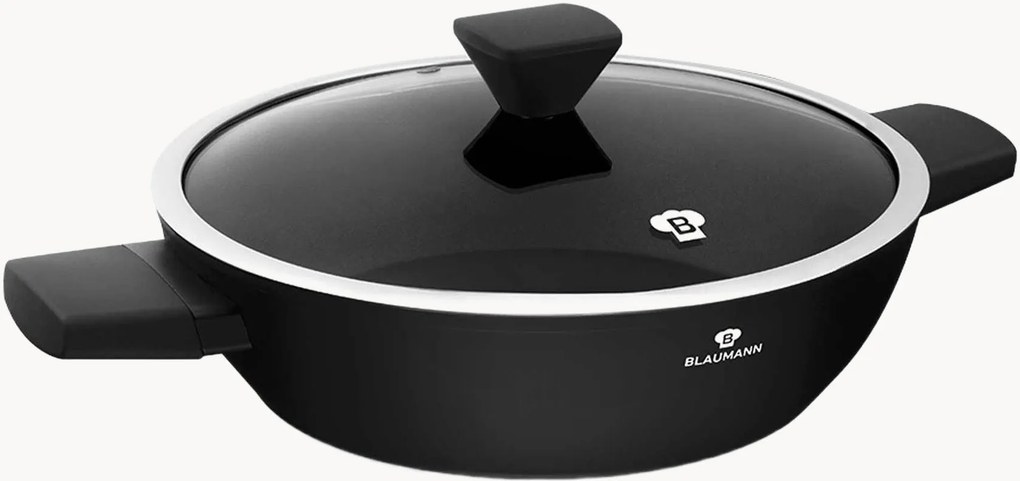 Nepriľnavý plytký hrniec's pokrievkou Matte Black