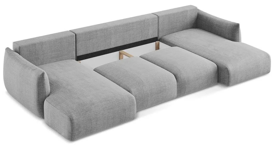 Svetlosivá rozkladacia rohová pohovka (do tvaru "U") Leila – Makamii